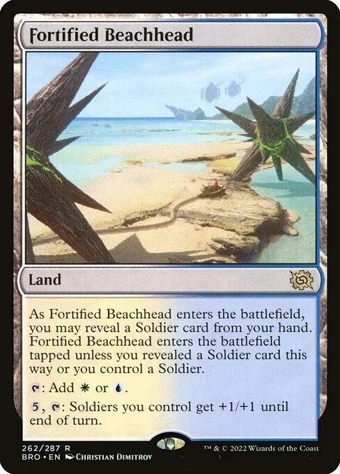 Fortified Beachhead, carta Magic di tipo Land illustrata da Christian Dimitrov