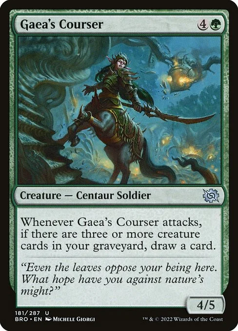 Gaea's Courser, carta Magic di tipo Creature — Centaur Soldier illustrata da Michele Giorgi