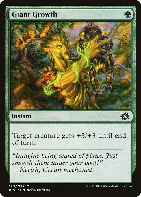 Giant Growth, carta Magic di tipo Instant illustrata da Raoul Vitale