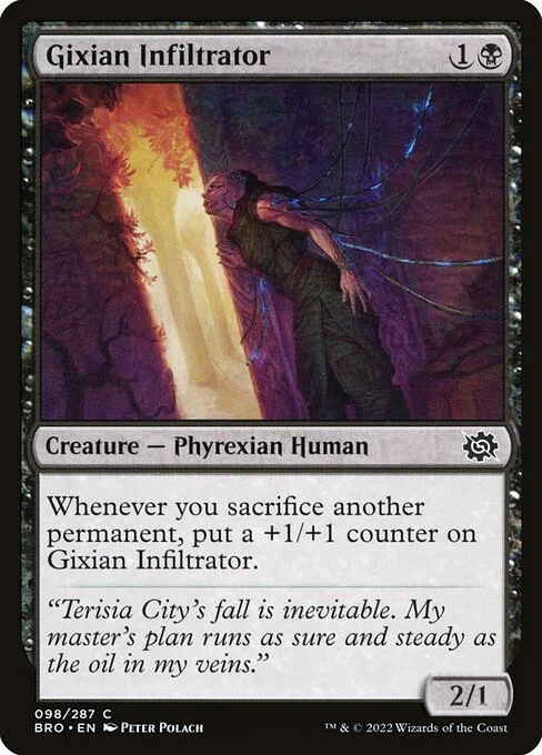 Gixian Infiltrator, carta Magic di tipo Creature — Phyrexian Human illustrata da Peter Polach