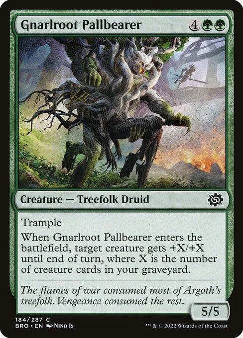Gnarlroot Pallbearer, carta Magic di tipo Creature — Treefolk Druid illustrata da Nino Is