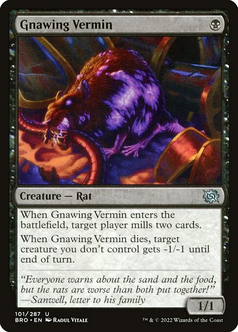 Gnawing Vermin, carta Magic di tipo Creature — Rat illustrata da Raoul Vitale