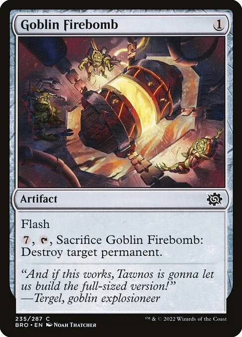 Goblin Firebomb, carta Magic di tipo Artifact illustrata da Noah Thatcher