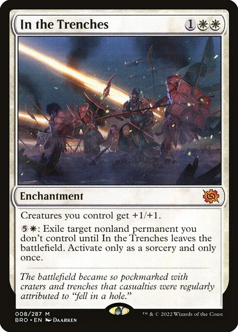 In the Trenches, carta Magic di tipo Enchantment illustrata da Daarken