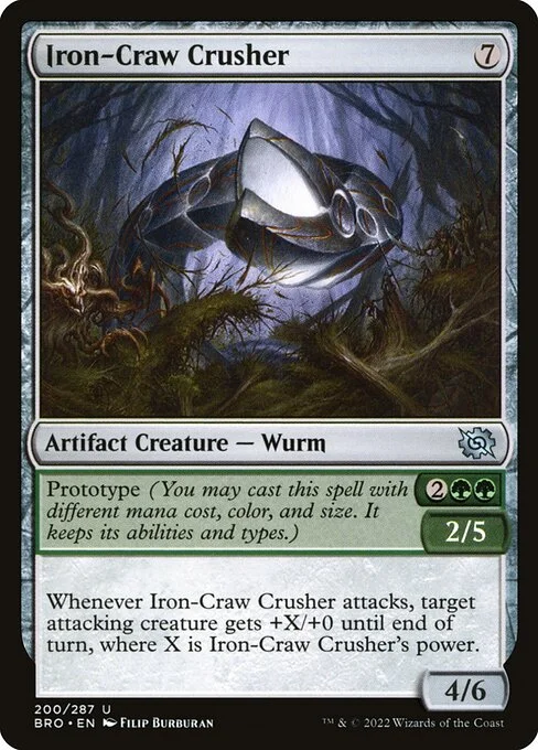 Iron-Craw Crusher, carta Magic di tipo Artifact Creature — Wurm illustrata da Filip Burburan