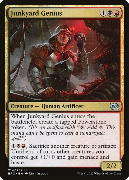 Junkyard Genius, carta Magic di tipo Creature — Human Artificer illustrata da Rémi Jacquot