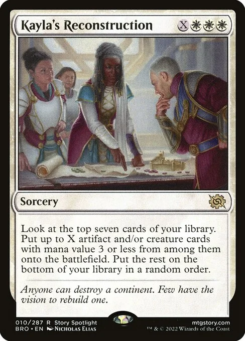 Kayla's Reconstruction, carta Magic di tipo Sorcery illustrata da Nicholas Elias