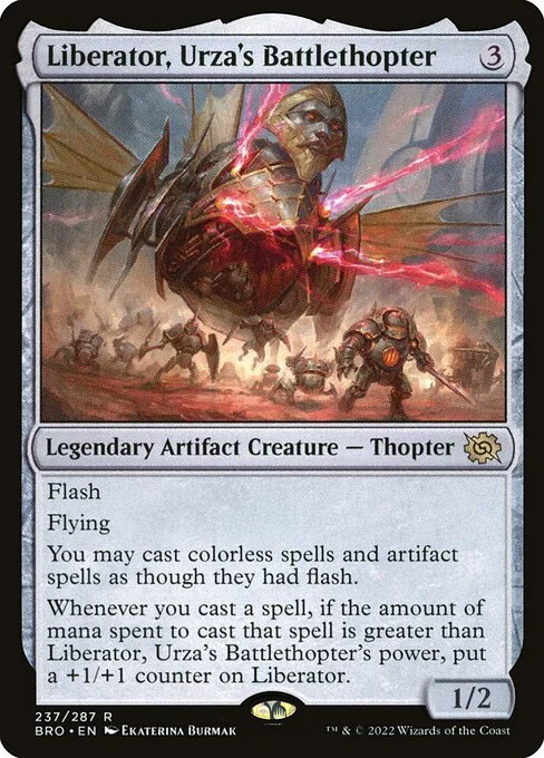 Liberator, Urza's Battlethopter, carta Magic di tipo Legendary Artifact Creature — Thopter illustrata da Ekaterina Burmak