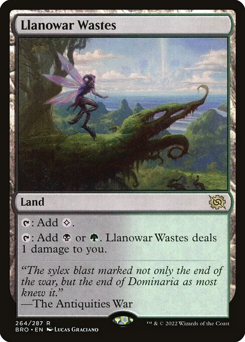Llanowar Wastes, carta Magic di tipo Land illustrata da Lucas Graciano