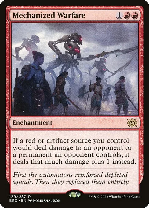 Mechanized Warfare, carta Magic di tipo Enchantment illustrata da Robin Olausson