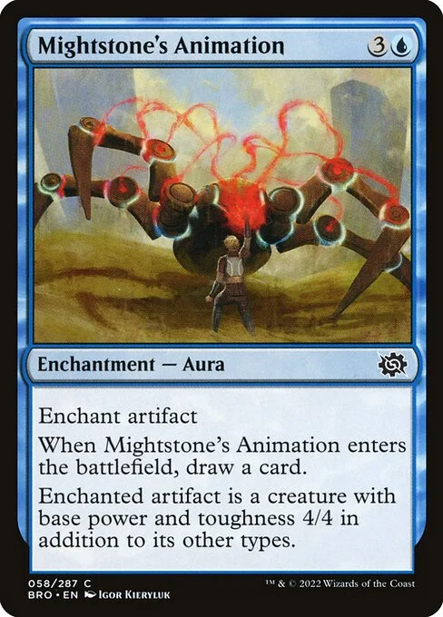 Mightstone's Animation, carta Magic di tipo Enchantment — Aura illustrata da Igor Kieryluk