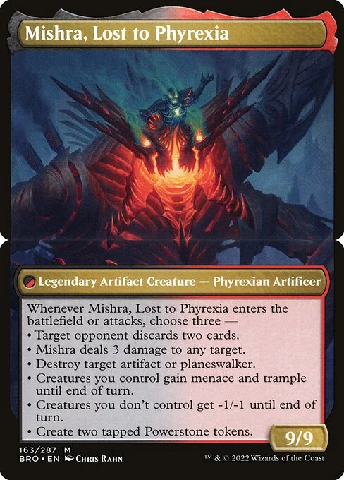 Mishra, Lost to Phyrexia, carta Magic di tipo Legendary Artifact Creature — Phyrexian Artificer illustrata da Chris Rahn