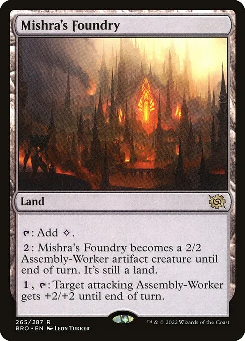 Mishra's Foundry, carta Magic di tipo Land illustrata da Leon Tukker