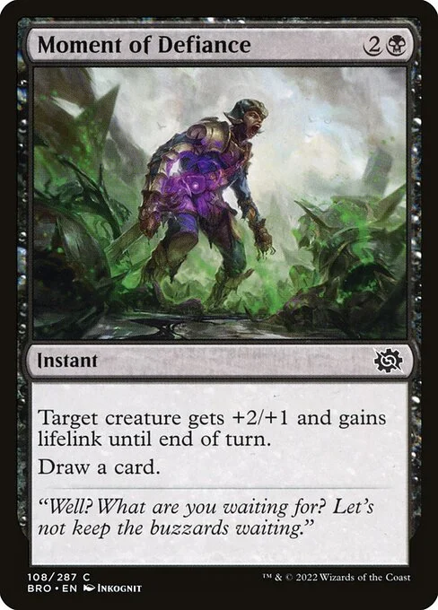 Moment of Defiance, carta Magic di tipo Instant illustrata da Inkognit