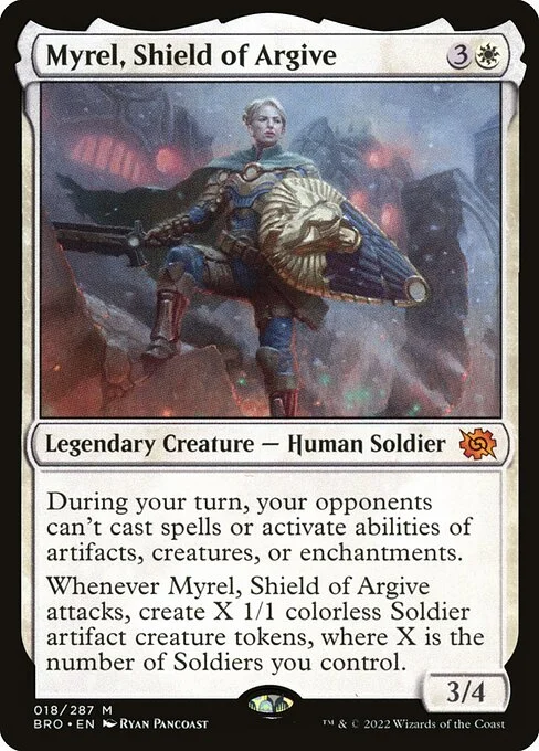 Myrel, Shield of Argive, carta Magic di tipo Legendary Creature — Human Soldier illustrata da Ryan Pancoast