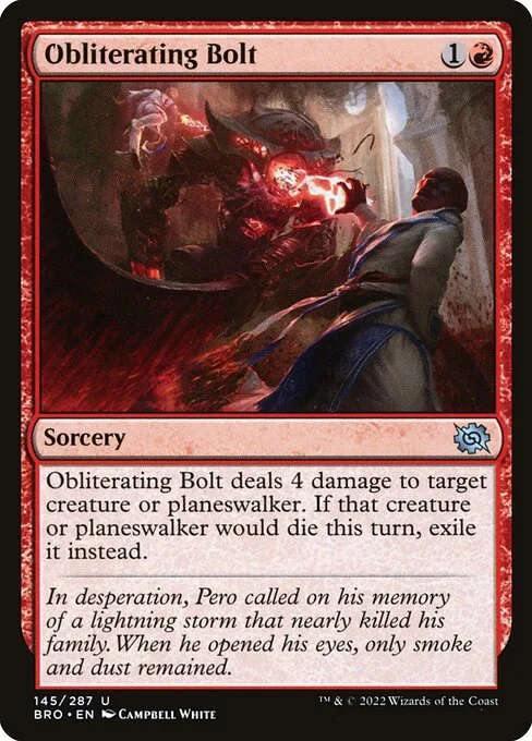 Obliterating Bolt, carta Magic di tipo Sorcery illustrata da Campbell White
