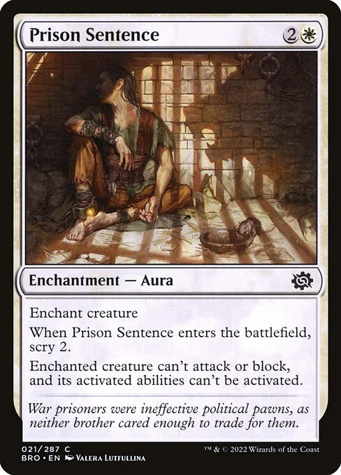 Prison Sentence, carta Magic di tipo Enchantment — Aura illustrata da Valera Lutfullina