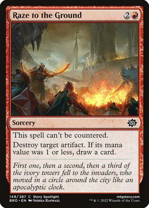 Raze to the Ground, carta Magic di tipo Sorcery illustrata da Joshua Raphael