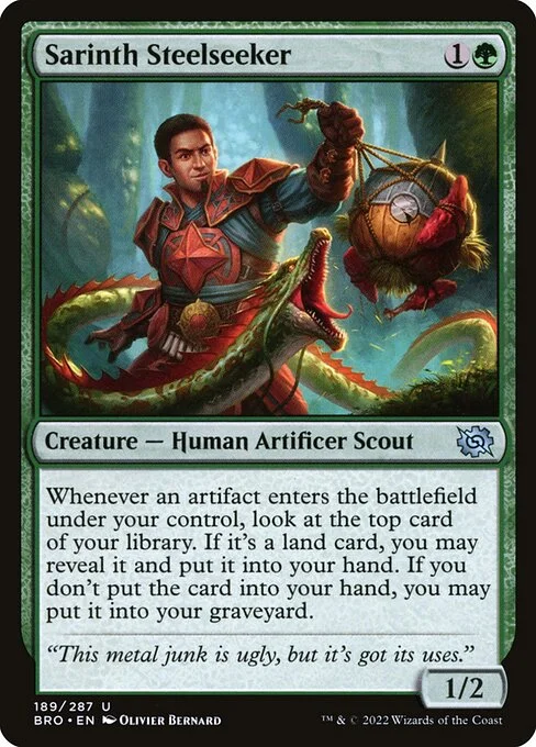 Sarinth Steelseeker, carta Magic di tipo Creature — Human Artificer Scout illustrata da Olivier Bernard