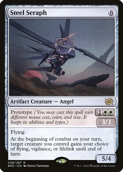 Steel Seraph, carta Magic di tipo Artifact Creature — Angel illustrata da Denys Tsiperko