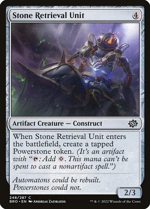 Stone Retrieval Unit, carta Magic di tipo Artifact Creature — Construct illustrata da Andreas Zafiratos