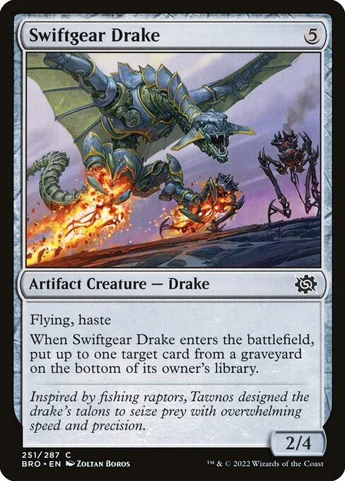 Swiftgear Drake, carta Magic di tipo Artifact Creature — Drake illustrata da Zoltan Boros