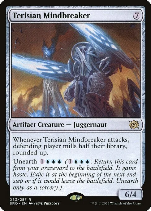 Terisian Mindbreaker, carta Magic di tipo Artifact Creature — Juggernaut illustrata da Steve Prescott