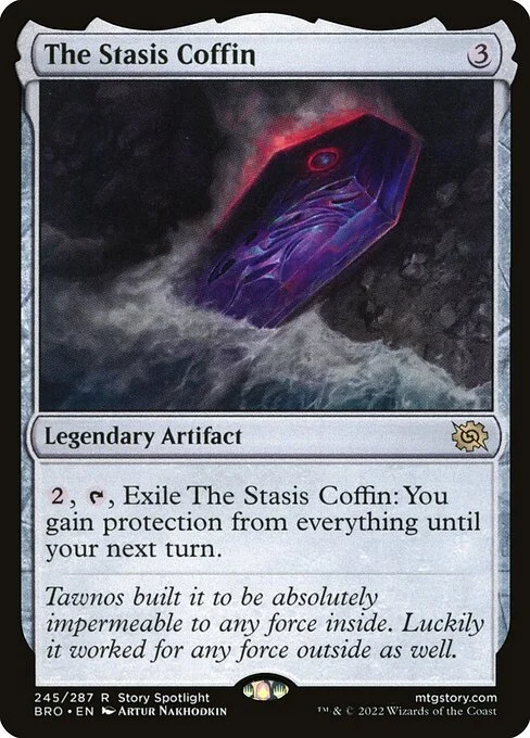 The Stasis Coffin, carta Magic di tipo Legendary Artifact illustrata da Artur Nakhodkin