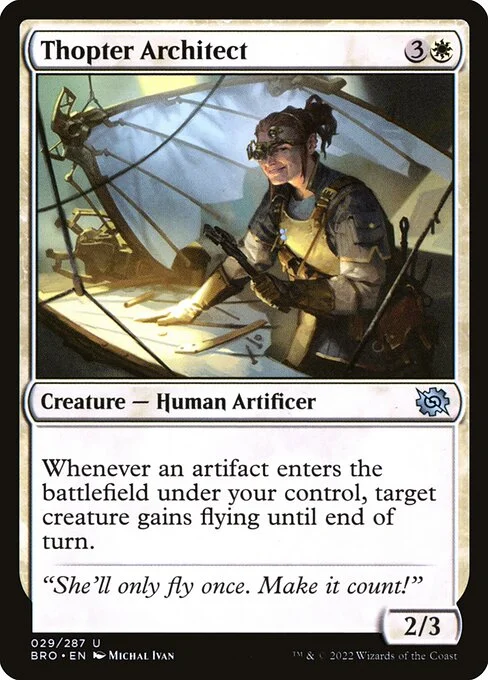 Thopter Architect, carta Magic di tipo Creature — Human Artificer illustrata da Michal Ivan