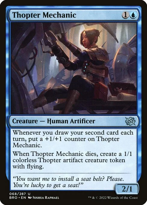 Thopter Mechanic, carta Magic di tipo Creature — Human Artificer illustrata da Joshua Raphael