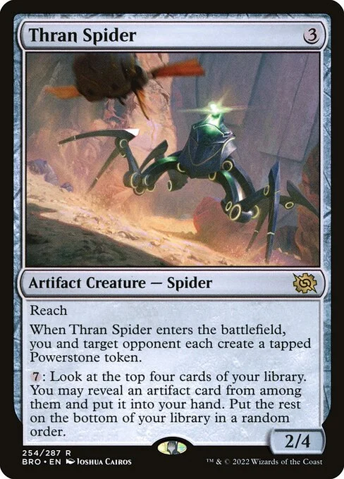 Thran Spider, carta Magic di tipo Artifact Creature — Spider illustrata da Joshua Cairos