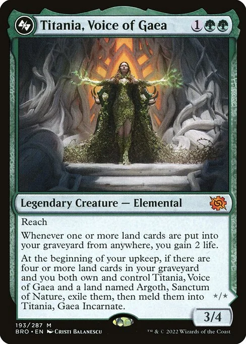 Titania, Voice of Gaea, carta Magic di tipo Legendary Creature — Elemental illustrata da Cristi Balanescu