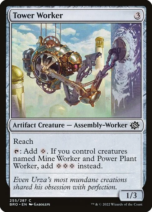 Tower Worker, carta Magic di tipo Artifact Creature — Assembly-Worker illustrata da Gaboleps