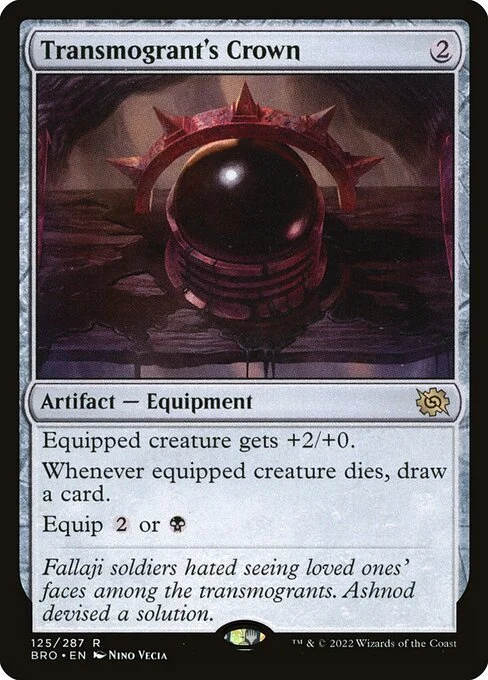 Transmogrant's Crown, carta Magic di tipo Artifact — Equipment illustrata da Nino Vecia