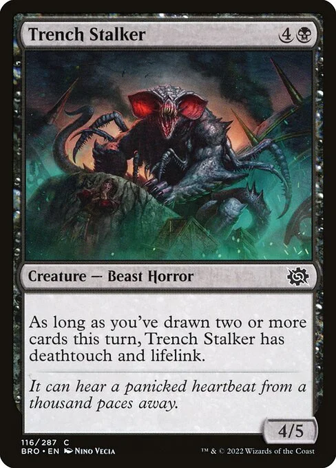 Trench Stalker, carta Magic di tipo Creature — Beast Horror illustrata da Nino Vecia