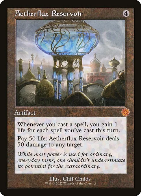 Aetherflux Reservoir, carta Magic di tipo Artifact illustrata da Cliff Childs