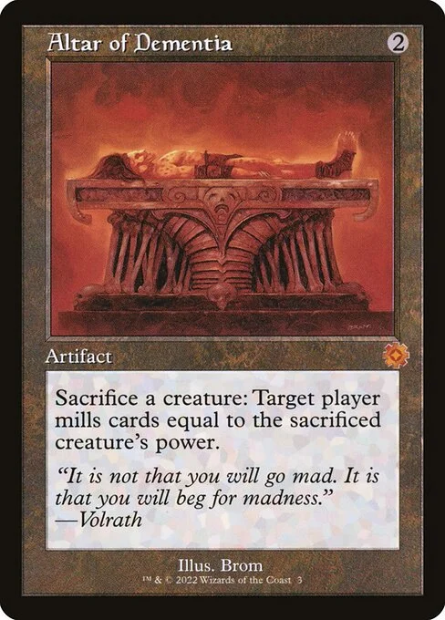 Altar of Dementia, carta Magic di tipo Artifact illustrata da Brom
