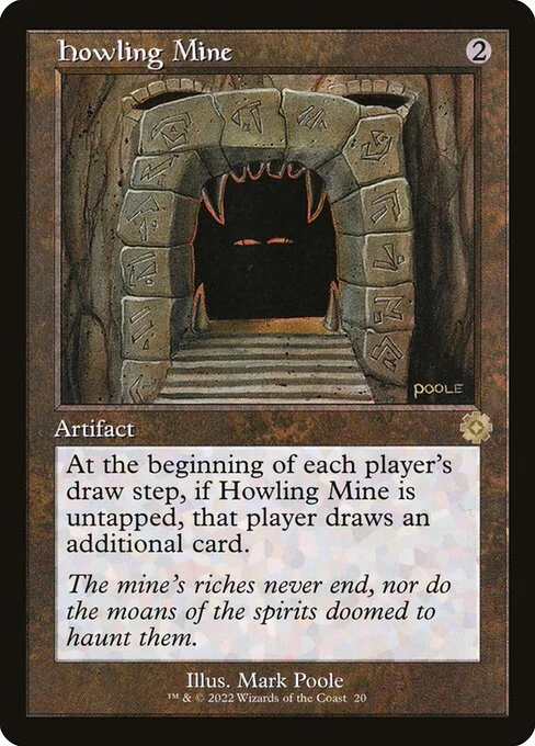 Howling Mine, carta Magic di tipo Artifact illustrata da Mark Poole