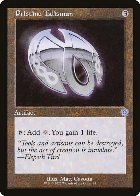 Pristine Talisman, carta Magic di tipo Artifact illustrata da Matt Cavotta