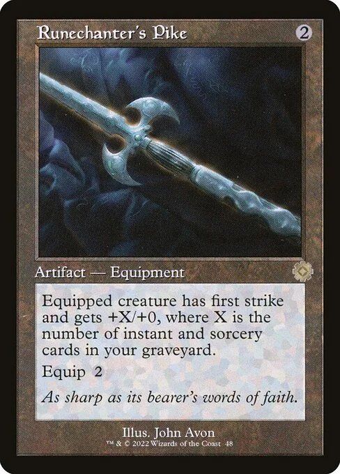 Runechanter's Pike, carta Magic di tipo Artifact — Equipment illustrata da John Avon