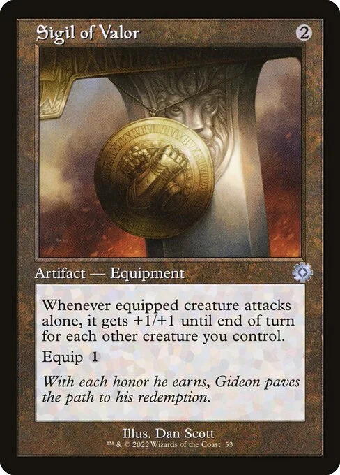 Sigil of Valor, carta Magic di tipo Artifact — Equipment illustrata da Dan Murayama Scott