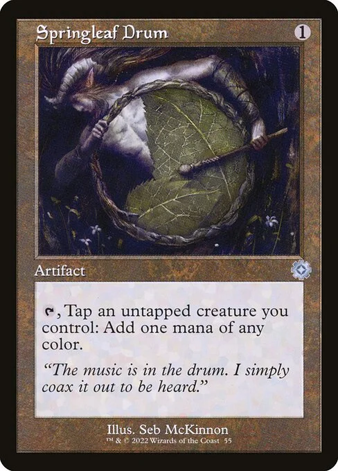 Springleaf Drum, carta Magic di tipo Artifact illustrata da Seb McKinnon