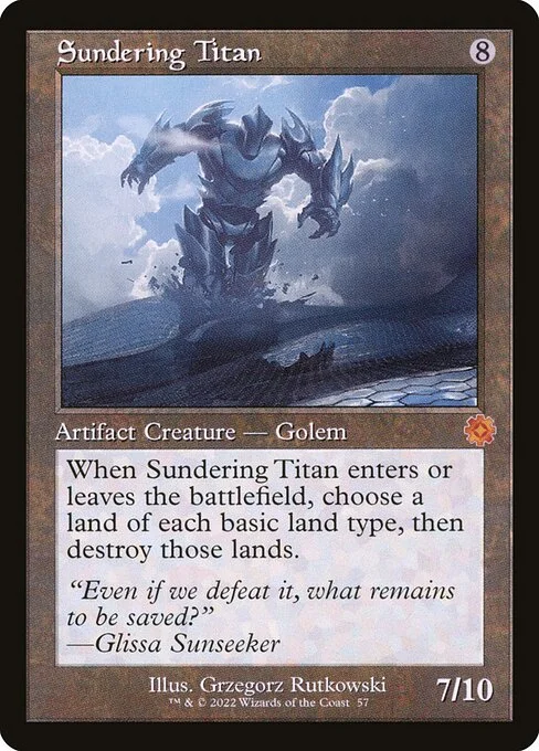 Sundering Titan, carta Magic di tipo Artifact Creature — Golem illustrata da Grzegorz Rutkowski