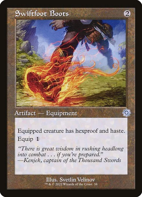 Swiftfoot Boots, carta Magic di tipo Artifact — Equipment illustrata da Svetlin Velinov