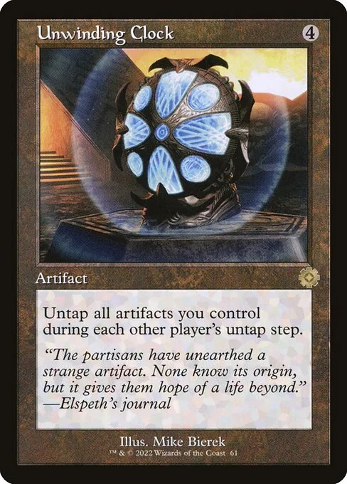 Unwinding Clock, carta Magic di tipo Artifact illustrata da Mike Bierek