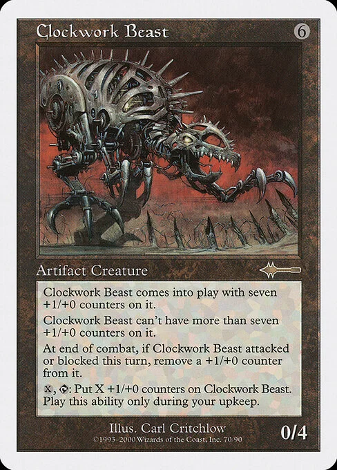 Clockwork Beast, carta Magic di tipo Artifact Creature — Beast illustrata da Carl Critchlow