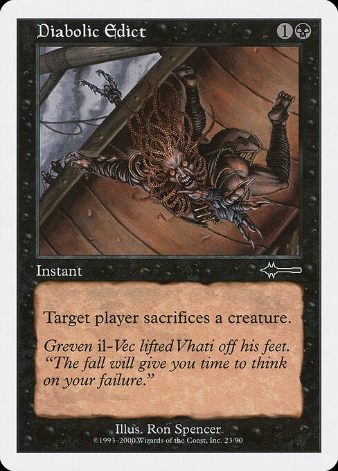 Diabolic Edict, carta Magic di tipo Instant illustrata da Ron Spencer