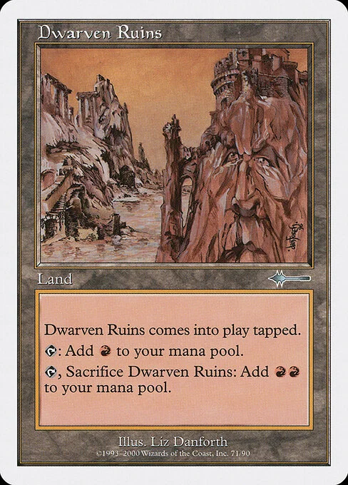 Dwarven Ruins, carta Magic di tipo Land illustrata da Liz Danforth