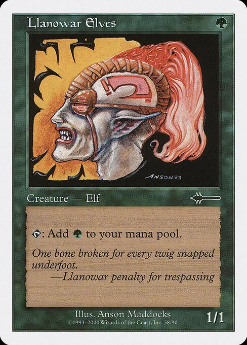 Llanowar Elves, carta Magic di tipo Creature — Elf Druid illustrata da Anson Maddocks