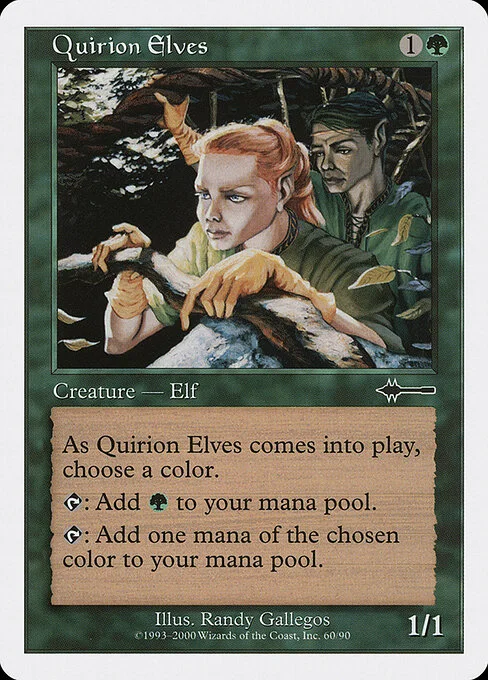 Quirion Elves, carta Magic di tipo Creature — Elf Druid illustrata da Randy Gallegos